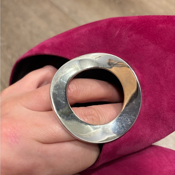 Proenza Schouler Peony mules in pink suede silver metal accent ring size 39 us 9 - Picture 8 of 8